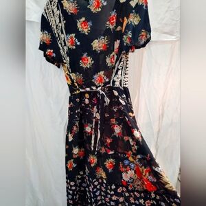 Pretty Papillon floral vintage patchwork tiered style boho dress M